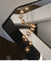 LUSTRE LED13 BOULES ROSE GOLD