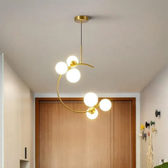 SUSPENSION DEMI CERCLE 6 BOULES BLANC