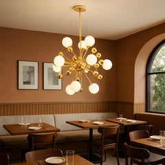 LUSTRE 11 BOULES GOLD WHITE