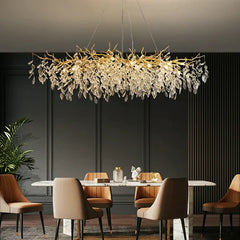 Lustre Cristal avec Branches Doré