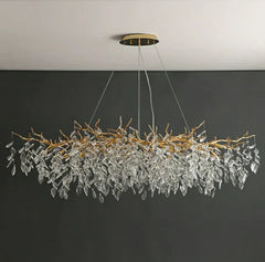 Lustre Cristal avec Branches Doré