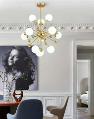 Lustre géométrique en blanc et doré