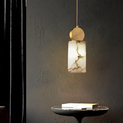 SUSPENSION TUBULAIRE OU CARRE A EFFET MARBRE BLANC