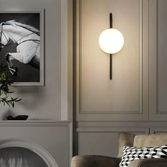 APPLIQUE MURALES NOIRE A BOULE BLANCHE