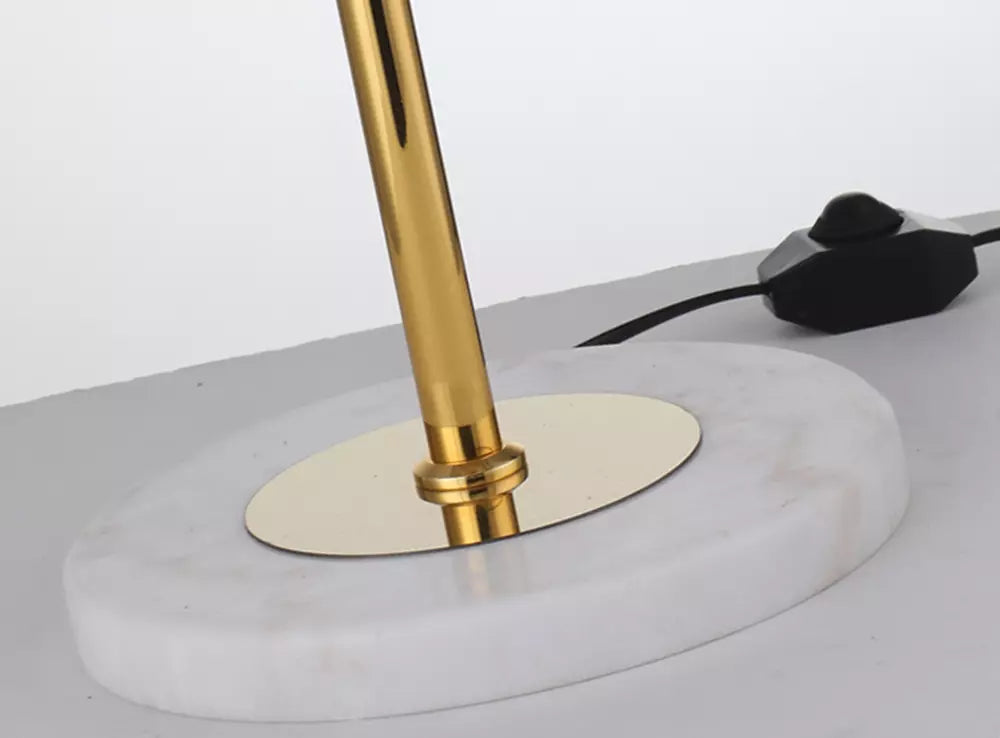 Lampadaire en Cristal Doré Avec Pied en Marbre