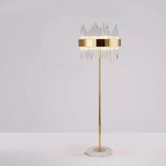 Lampadaire Doré Avec Pied en Marbre