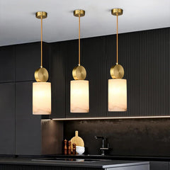 SUSPENSION TUBULAIRE OU CARRE A EFFET MARBRE BLANC