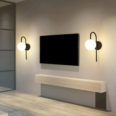 APPLIQUE MURALES NOIRE A BOULE BLANCHE