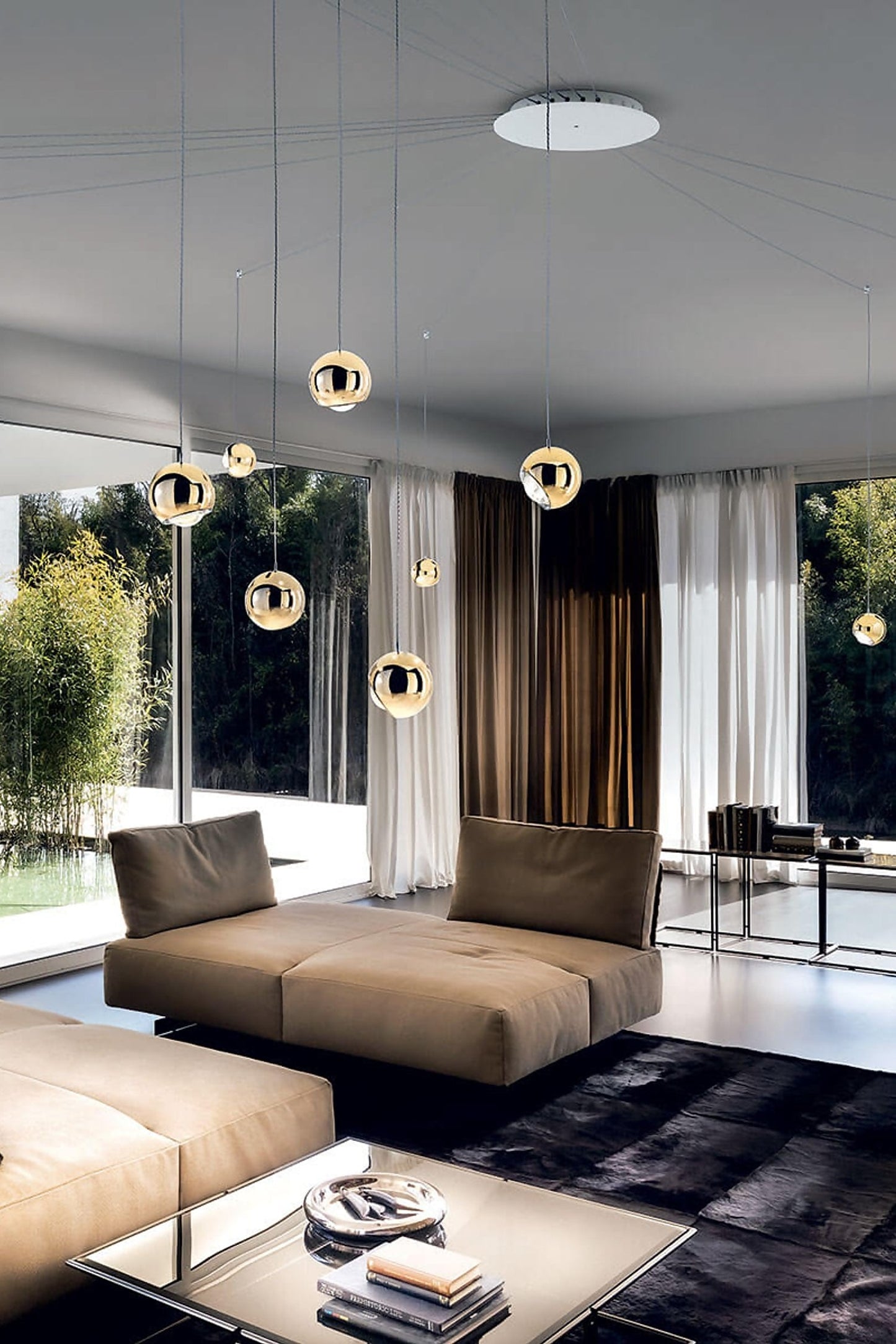 Suspensions chromées orientables Gold/Silver