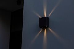 APPLIQUE LED IP65 2X6W CARRE NOIR