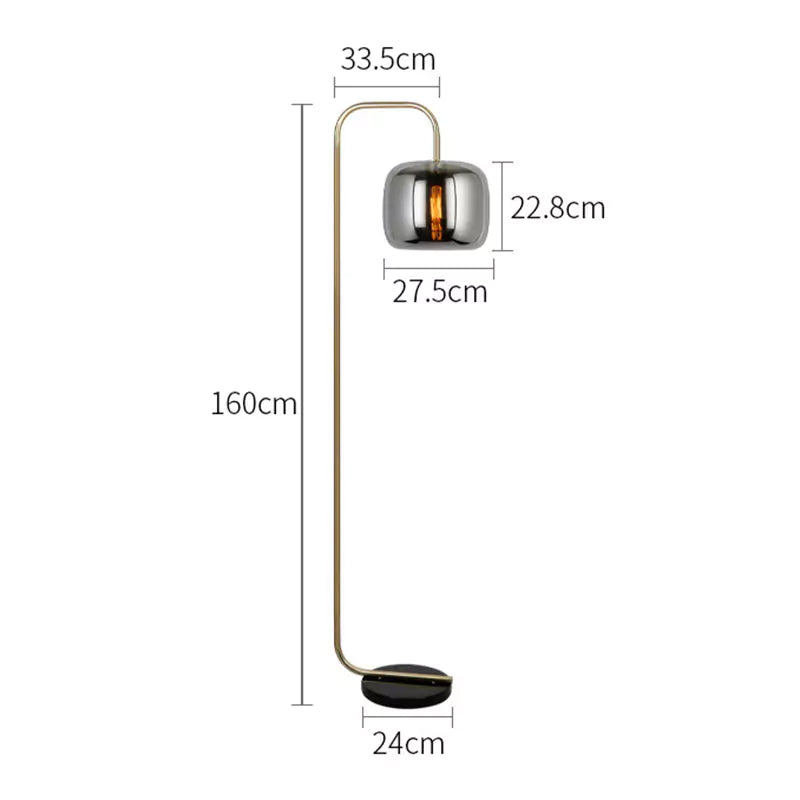 Lampadaire en Verre Gris Fumé avec Pied Marbré
