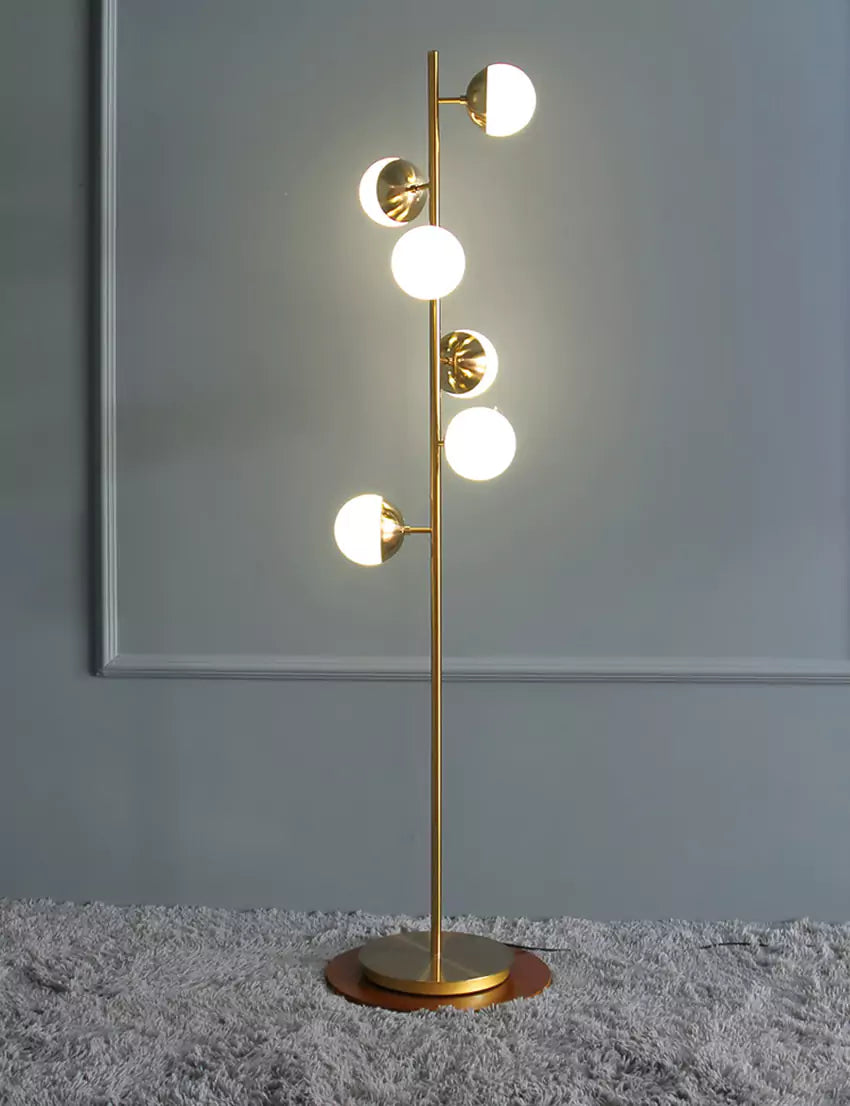 Lampadaire Moderne à Sphères en Verre Blanc