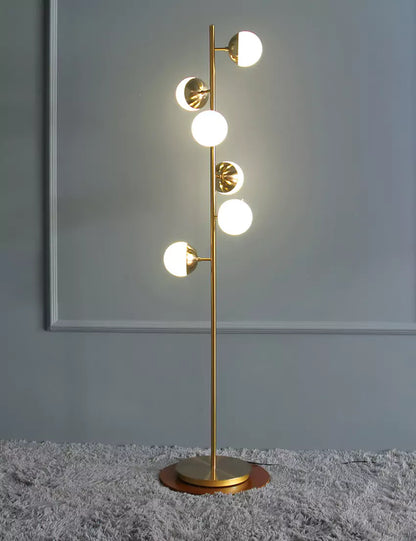 Lampadaire Moderne à Sphères en Verre Blanc