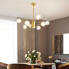 Lustre Moderne à 6 Boules Transparentes