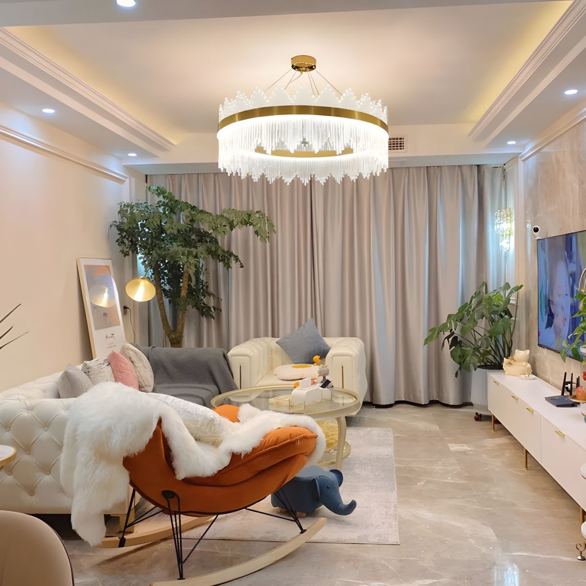 Lustre LED Circulaire Moderne en Cristal