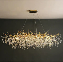 Lustre Cristal avec Branches Doré