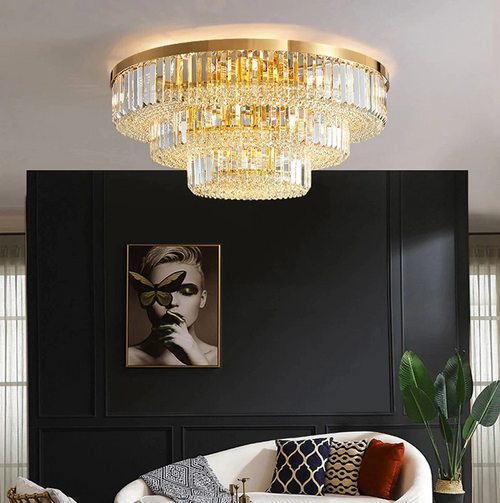 Lustre Design de Luxe en Cristal à 3 Niveaux