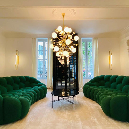 Lustre géométrique en blanc et doré