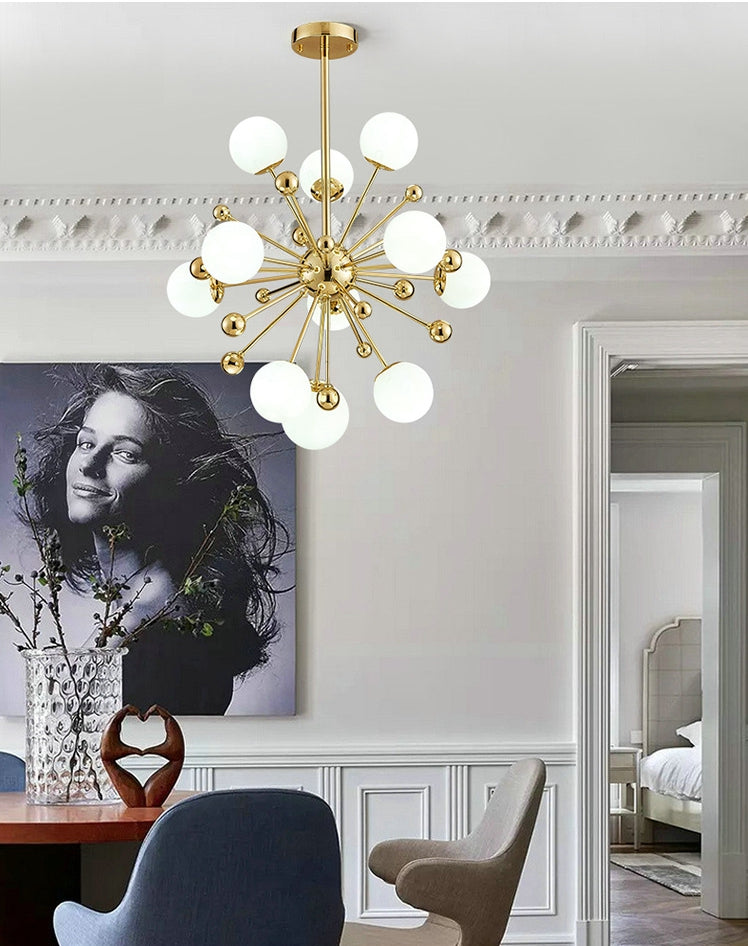 Lustre géométrique en blanc et doré