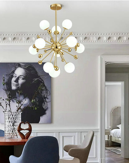 Lustre géométrique en blanc et doré