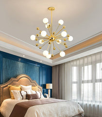 Lustre géométrique en blanc et doré