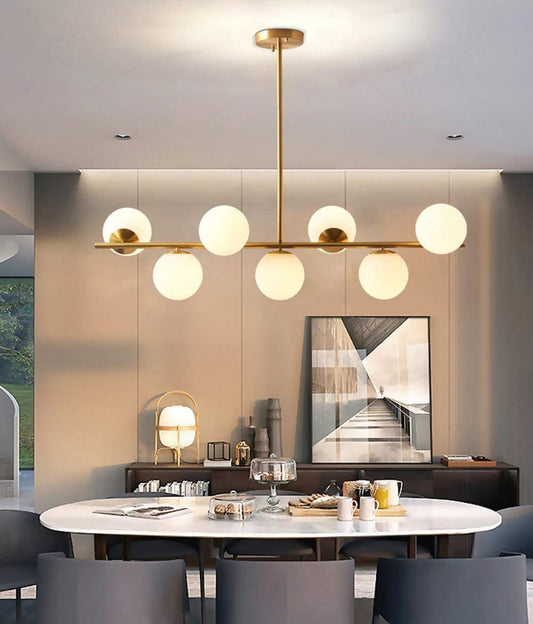 Lustre Nordique à Boules Blanches