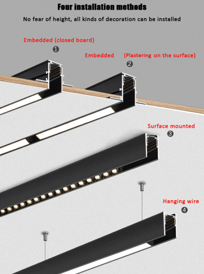 Rail magnétique apparent pour plafond à éclairage magnétique