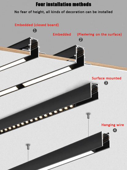 Rail magnétique apparent pour plafond à éclairage magnétique