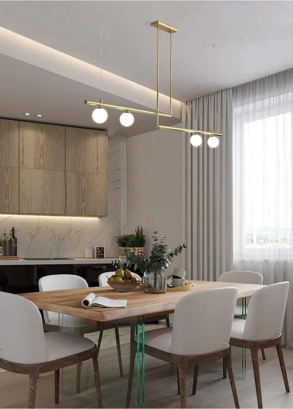 Suspension Minimaliste à Boules Blanches