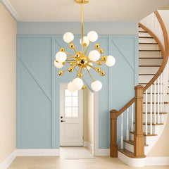 LUSTRE 11 BOULES GOLD WHITE