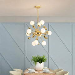 LUSTRE 11 BOULES GOLD WHITE