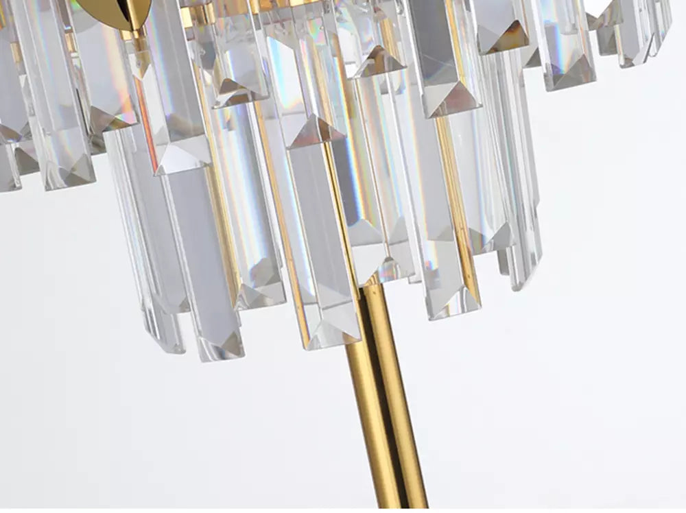 Lampadaire en Cristal Doré Avec Pied en Marbre