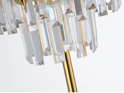 Lampadaire en Cristal Doré Avec Pied en Marbre