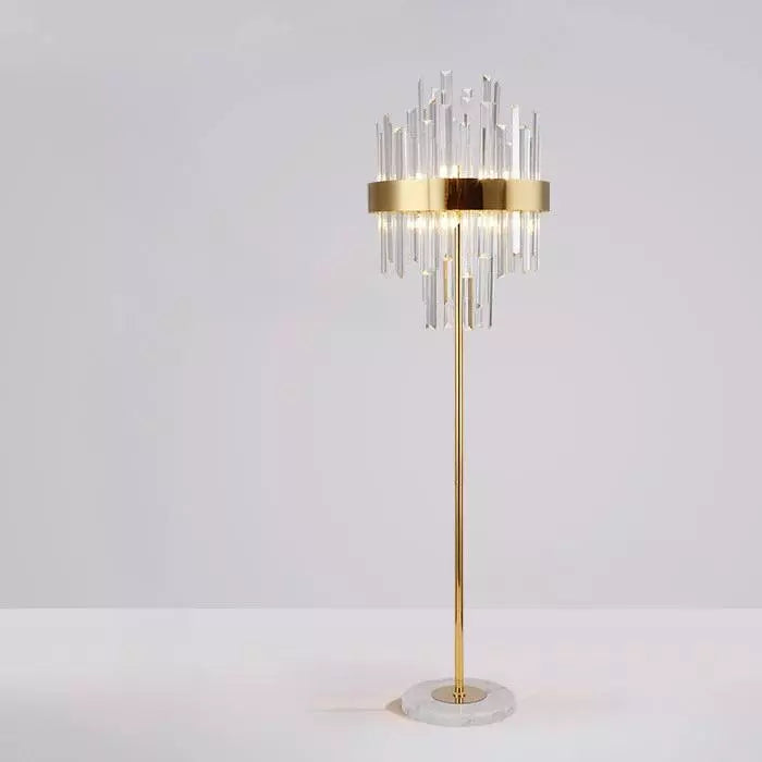 Lampadaire Doré en Cristal