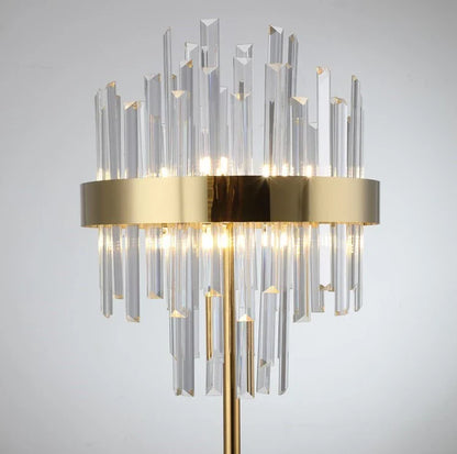 Lampadaire Doré en Cristal