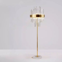 Lampadaire Doré en Cristal