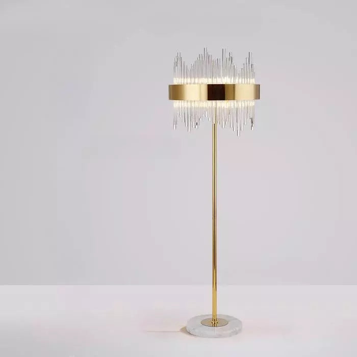 Lampadaire Doré Avec Pied en Marbre