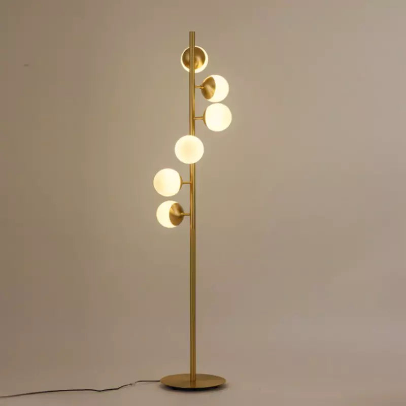 Lampadaire Moderne à Sphères en Verre Blanc
