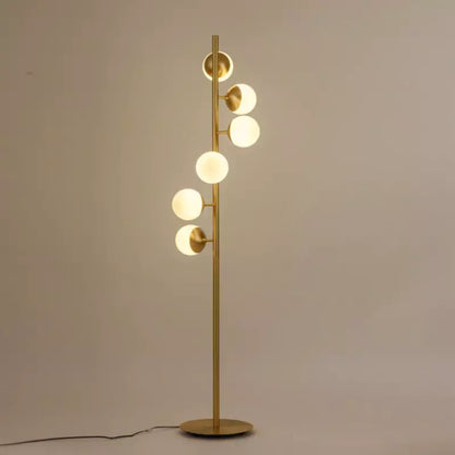 Lampadaire Moderne à Sphères en Verre Blanc